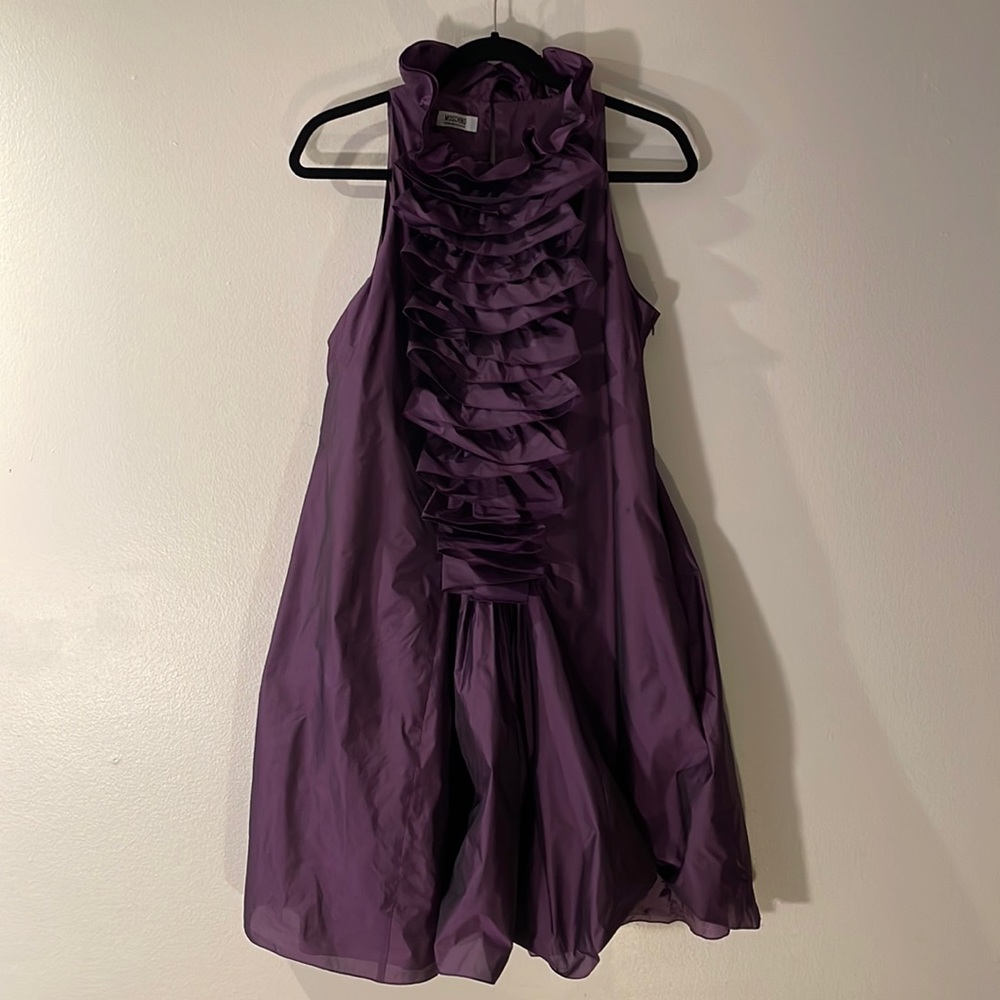 Moschino Cheap and Chic Aubergine  Sleeveless Ruffle Yoke Dress